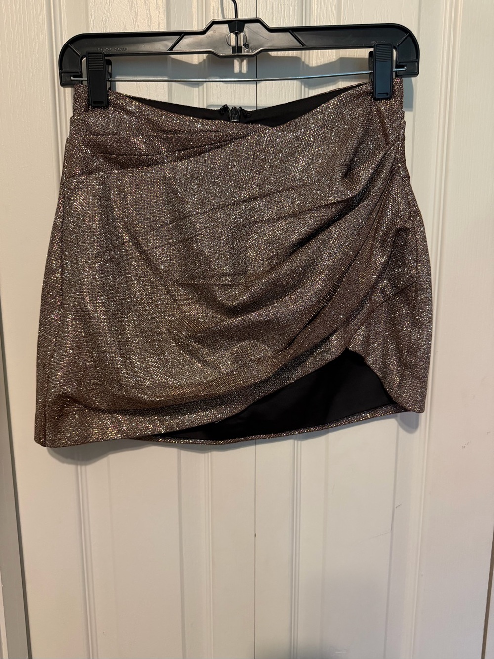 House of CB Metallic Bronze Draped Mini Skirt